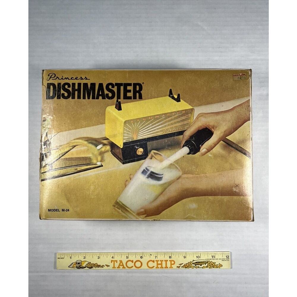 Vintage 70s NIB Princess Dishmaster Model M-24 Sunshine Yellow Made In USA NEW